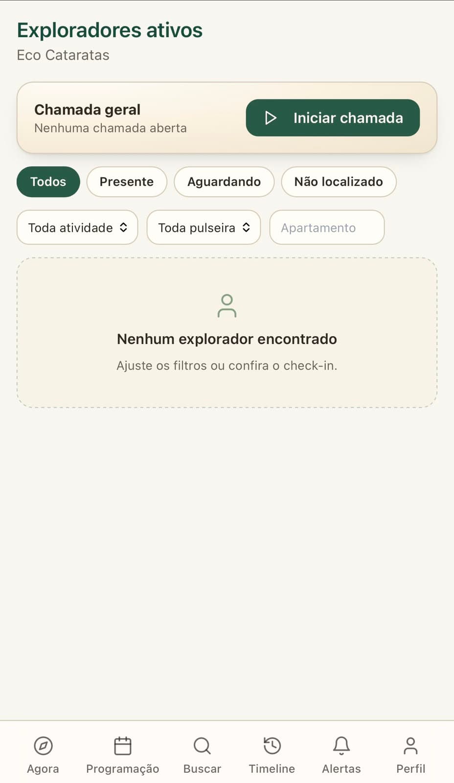 Chamada geral de exploradores ativos